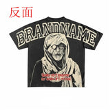 T-Shirt Men's Gothic Graphic Printing T-Shirt With Cotton Round Collar And Oversized Short Sleeves On The Street Of