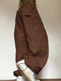 Streetwear Oversize Drawstring Cargos Parachute Pants Low Waist Sweatpants Shirring Hip Hop Baggy Trousers Tech