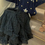 Fairy Lace Patchwork Ruffled Maxi SkirtOutfit