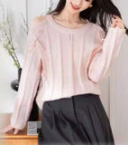 Dongmen Design Sense Minority Open-Shoulder Sweater Women's 2024 Autumn And Winter New High-End Relaxed Lazy Long-Sleeved
