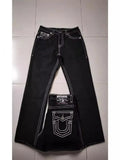 High Street Tide Brand Jeans White Thick Line Giant Buddha Religion Straight