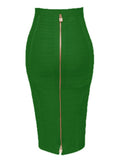 Colors XL XXL Sexy Solid Zipper Orange Blue Black Red White Pink Bandage Skirt Women Elastic Bodycon Summer Pencil Skirt 58cm 211-1-Outfit