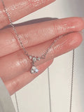 Silver Rhinestone Drop Decor Necklace- Outfit