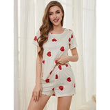 Zingj Size Women's Home Clothes Summer Love Short Sleeve Shorts Two Sets Of Pajamas Female