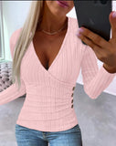 Zingj Hot Style Autumn And Winter Simple Long Sleeve V Collar Jacket Women's Sweater Female