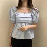 Korean 2023 New Shoulder Bubble Sleeve Short-Sleeved