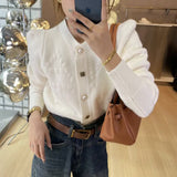 Zingj Fragrant Wind Soft Waxy Knit Cardigan Female Spring 2024 New Long Sleeves Popular This Year Beautiful Letter Sweater