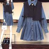 Women Spring 2 Piece Outfit Elegant Solid Turn Down Collar Leisure All-match Design Clothing Tender Ulzzang Streetwear