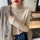 Zingj Version Of The New Autumn And Winter High Elastic Soft Waxy Bottom Shirt Women's Half Turtleneck Sweater Roll Edge Cover With A Thin