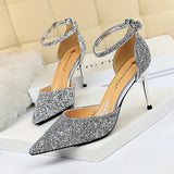 Zingj Thin With High With Shallow Mouth Pointed Hollow Sequins Sexy Nightclub Show Thin A