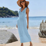Beach Dress Knitted Sleeveless Vest Dress Bikini Shirt For