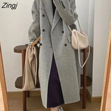 Style Wool Women Thicker Retro Wide-waisted Minimalist Chic Autumn Basic New Lady Outerwear All-match Pure Ulzzang