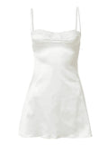 Backless Lace Paneled Slip Mini Dress-Outfit