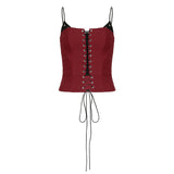 Zingj Sweet Spicy Wind Pink Ribbon With Small Sling Female Small Waist Show Thin Chest Design Sense