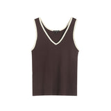 Spring Leisure Basic Color V-Collar Rib