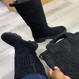 Zingj Size Long Women's Boots 22 Autumn New Leisure Thick Bottom Suede Pure Color Thick Heel Women's Boots Autumn