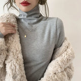 German Velvet High-Necked Bottomed Shirt With Autumn And Winter Velvet Thickened White Polished Wool Long-Sleeved