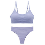 Seamless Tanks Tops Bras Set Female Underwear Wireless Bra Crop Top Women Low Waist Underpants Soft Bralette