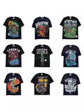 Men's T-Shirt Pure Cotton Street Clothing Animation Leisure Oversized Basketball Printed Short-Sleeved Shirt