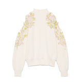 Japanese Pullovers 2022 Early Spring New Women Sweater Fashion Half Turtleneck Off Shoulder Embroidery Printing