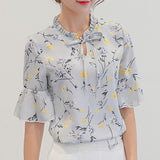 Daifei 2023 Summer New Korean Women's Wear OL Bottomed Shirt Fashion Slim Short-Sleeved Casual Chiffon