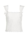 Embroidered Bow Lace Stitching Tank Top- Outfit