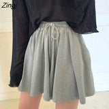 Women Shorts Wide Leg Chic Draped Comfort Summer Loose Leisure Korean Style Bottom Drawstring Pockets New Simple High
