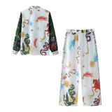 Summer Printed Positioning Shirt Printed Loose Casual Trousers