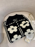 Beading Flower Knitted Women Sweater Tops 2023 Autumn Winter Vintage Elegant Ladies Pullover Long Sleeve Fashion