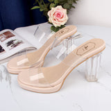 Women 2025 Summer New Waterproof Table With No Tired Feet Thick Heel Crystal Slippers Women's Sandals Women's