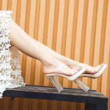 Women 2025 Summer New Waterproof Table With No Tired Feet Thick Heel Crystal Slippers Women's Sandals Women's