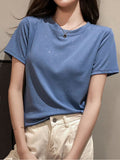 Summer New Tshirt Women Bright Short Sleeve Vintage Cotton T-shirts Woman Clothes Basic Casual Tee Tshirts Female Top
