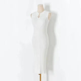 Zingj New Vintage High-Grade Ice-Sensitive Silk Sleeveless Slim And Medium-Length Knitted Dress With Bottomed