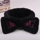 New OMG Letter Coral Fleece Wash Face Bow Hairbands For Women Girls Headbands Headwear Hair Bands Turban Hair