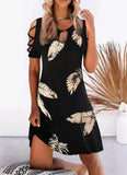 Women Floral Print Party Dresses Sexy Summer Short Sleeve O-Neck Mini Dress For Ladies Hollow Out Design Elegant Dress