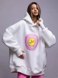 Zingj Hoodie 2024 New Female Ins Loose Sports Casual Print