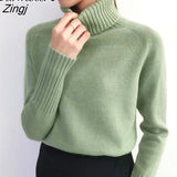 Cashmere Knitted Sweater Women 2022 Autumn Winter Korean Turtleneck Long Sleeve Pullover Female Jumper Green