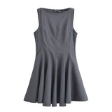Spring Skate Sleeveless Solid Color Mini Dress