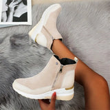 Large-Size Boots Children 2025 Autumn And Winter New Sports Wind Round Head Side Zippered Women's Snow