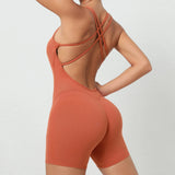 Zingj Honey Peach Hip Without Embarrassment Line Yoga Fitness Jumpsuit Show Back Up Hip Sports Jumpsuit Dancing Woman-Outfit