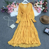 Zingj Holiday Dress Autumn Dress 2023 New Goddess Temperament V-Collar Rope-Drawn Waist
