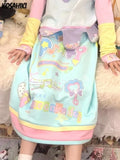 Kawaii Contrast Cute Letter Print Women's Skirts Fashion Sweet Y2k Aesthetic Faldas A-line Girls Chic Harajuku