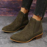 Women's Boots New Square With Large Size Women's Boots Velvet Fashion Boots Side Zippered Tips Short