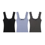 Trims With A Bow Trim With Elastic Vest 2025 Summer U-Neck Sleeveless Short Top