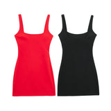 New Solid Color Slimming And Slim Short Suspender Dress