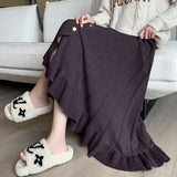 Zingj Autumnal And Winter Korean Version Of A Skinny A-Shaped Skirt With A Single-Breasted And Agaric