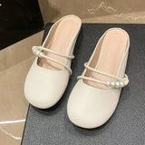 Zingj Half Slippers Female Spring Outside Wear 2024 New Flat Bottom Lazy Leisure Versatile Retro Gentle Fairy Wind Cool Drag-Outfit
