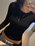 Backless Slit Black Long Sleeve Top- Outfit