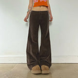 Zingj Brown Low Waist Loose Simple Wick Pants Bell Bottoms Hot Girl Street Joker Show Thin Casual