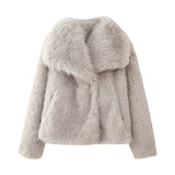 New Artificial Fur Effect Short Style Fashion Coat